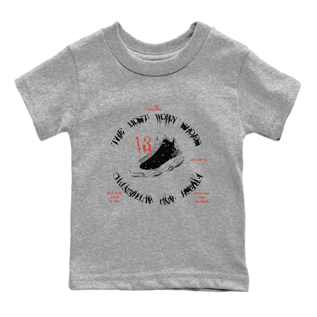 13s Dune Red shirts to match jordans The Most Worn Shoes sneaker match tees Air Jordan 13 Dune Red SNRT Sneaker Tees streetwear brand Baby and Youth Heather Grey 2 cotton tee