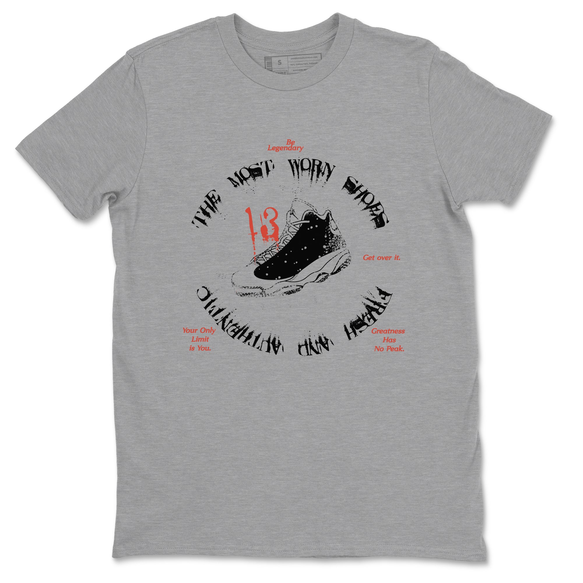 13s Dune Red shirts to match jordans The Most Worn Shoes sneaker match tees Air Jordan 13 Dune Red SNRT Sneaker Tees streetwear brand Heather Grey 2 unisex cotton tee