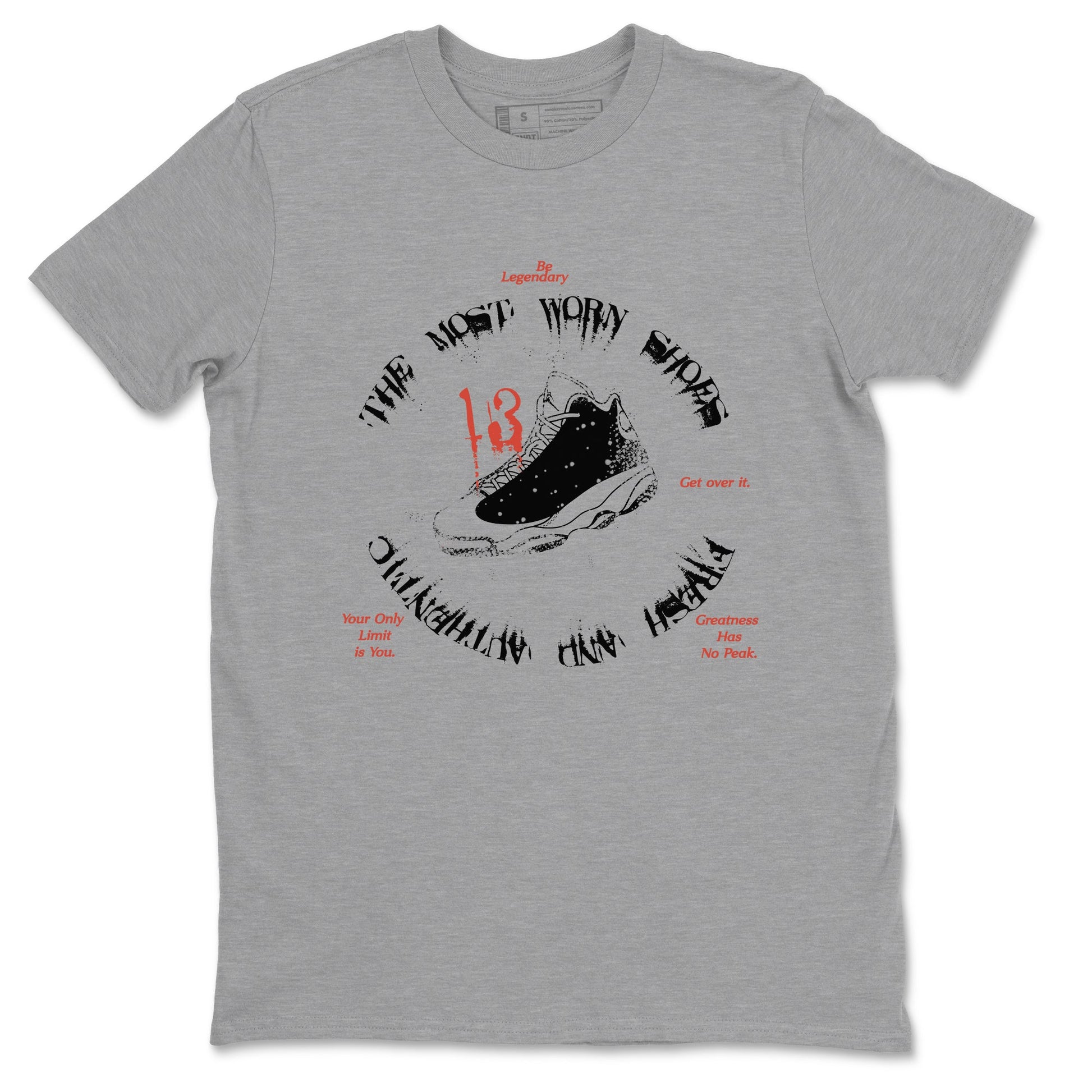 13s Dune Red shirts to match jordans The Most Worn Shoes sneaker match tees Air Jordan 13 Dune Red SNRT Sneaker Tees streetwear brand Heather Grey 2 unisex cotton tee