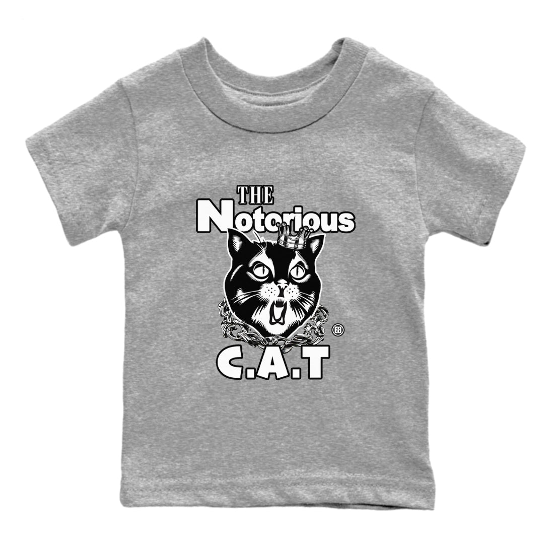 4s White Thunder shirts to match jordans The Notorious Cat sneaker match tees Air Jordan 4 White Thunder SNRT Sneaker Release Tees Youth Baby Heather Grey 2 crew neck shirts
