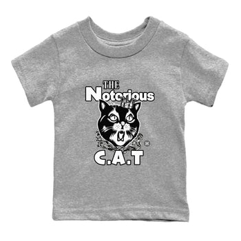 4s White Thunder shirts to match jordans The Notorious Cat sneaker match tees Air Jordan 4 White Thunder SNRT Sneaker Release Tees Youth Baby Heather Grey 2 crew neck shirts