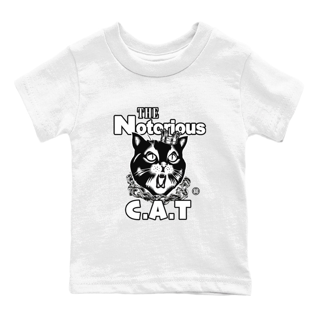 4s White Thunder shirts to match jordans The Notorious Cat sneaker match tees Air Jordan 4 White Thunder SNRT Sneaker Release Tees Youth Baby White 2 crew neck shirts
