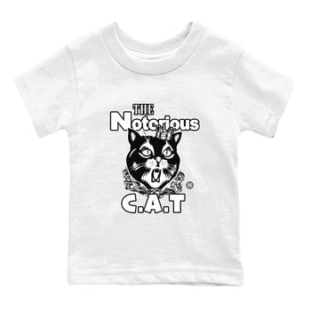 4s White Thunder shirts to match jordans The Notorious Cat sneaker match tees Air Jordan 4 White Thunder SNRT Sneaker Release Tees Youth Baby White 2 crew neck shirts