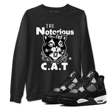 4s White Thunder shirts to match jordans The Notorious Cat sneaker match tees Air Jordan 4 White Thunder SNRT Sneaker Release Tees unisex cotton Black 1 crew neck shirts