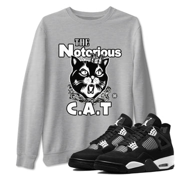 4s White Thunder shirts to match jordans The Notorious Cat sneaker match tees Air Jordan 4 White Thunder SNRT Sneaker Release Tees unisex cotton Heather Grey 1 crew neck shirts