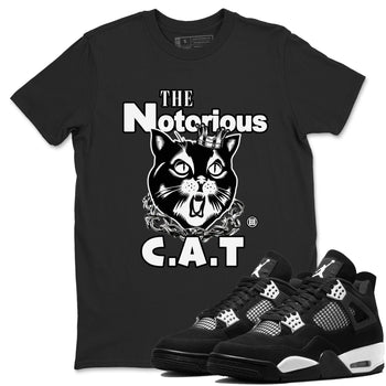 4s White Thunder shirts to match jordans The Notorious Cat sneaker match tees Air Jordan 4 White Thunder SNRT Sneaker Release Tees unisex cotton Black 1 crew neck shirts