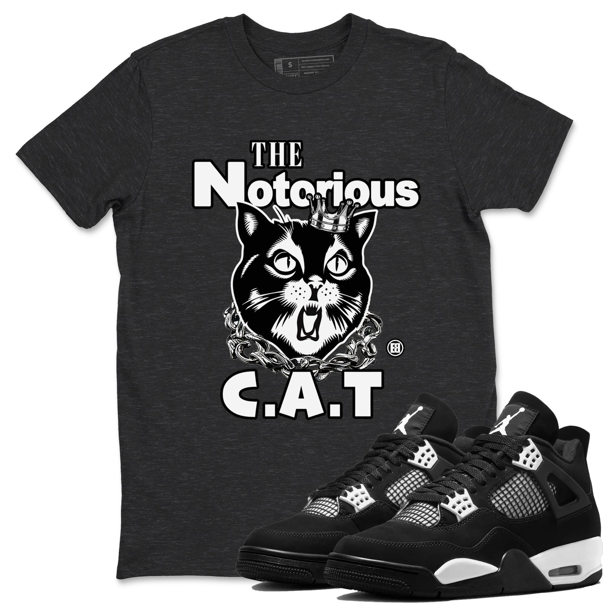 4s White Thunder shirts to match jordans The Notorious Cat sneaker match tees Air Jordan 4 White Thunder SNRT Sneaker Release Tees unisex cotton Charcoal Heather 1 crew neck shirts