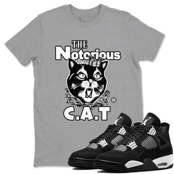 4s White Thunder shirts to match jordans The Notorious Cat sneaker match tees Air Jordan 4 White Thunder SNRT Sneaker Release Tees unisex cotton Heather Grey 1 crew neck shirts