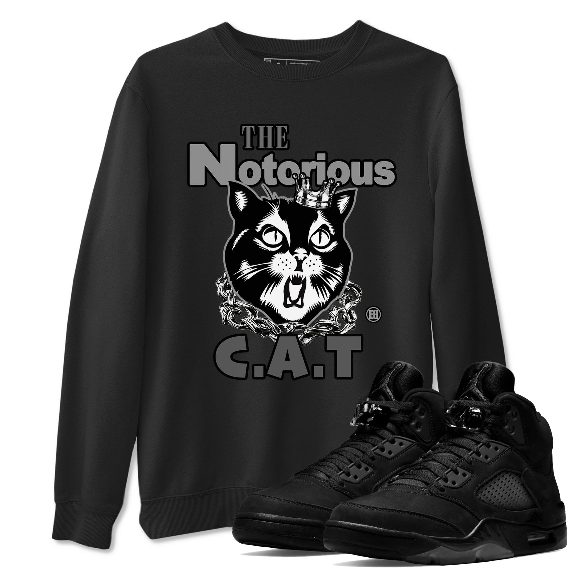 5s Black Cat shirts to match jordans The Notorious Cat sneaker match tees Air Jordan 5 Black Cat SNRT Sneaker Release Tees unisex cotton Black 1 crew neck shirts