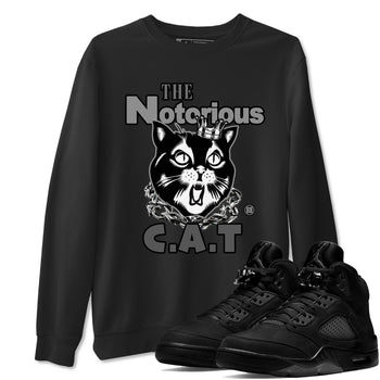 5s Black Cat shirts to match jordans The Notorious Cat sneaker match tees Air Jordan 5 Black Cat SNRT Sneaker Release Tees unisex cotton Black 1 crew neck shirts