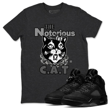 5s Black Cat shirts to match jordans The Notorious Cat sneaker match tees Air Jordan 5 Black Cat SNRT Sneaker Release Tees unisex cotton Charcoal Heather 1 crew neck shirts