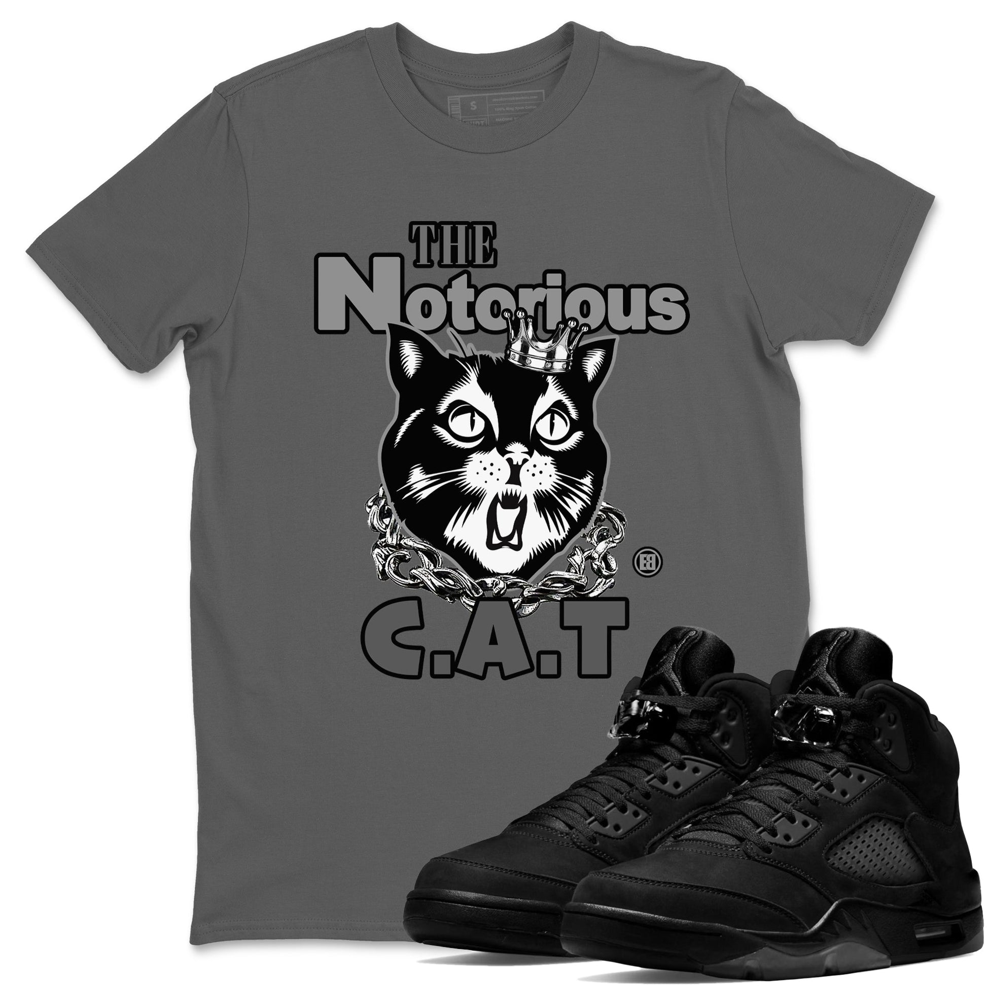 5s Black Cat shirts to match jordans The Notorious Cat sneaker match tees Air Jordan 5 Black Cat SNRT Sneaker Release Tees unisex cotton Cool Grey 1 crew neck shirts