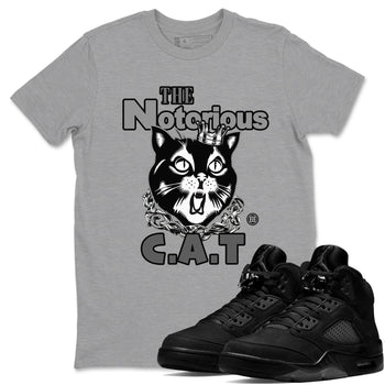 5s Black Cat shirts to match jordans The Notorious Cat sneaker match tees Air Jordan 5 Black Cat SNRT Sneaker Release Tees unisex cotton Heather Grey 1 crew neck shirts