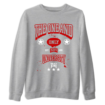 The One And Only University sneaker match t-shirt styled to complete your fit with the Air Force 1 University Red sneakers, shown in Heather Grey 2.