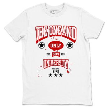 The One And Only University sneaker match t-shirt styled to complete your fit with the Air Force 1 University Red sneakers, shown in White 2.