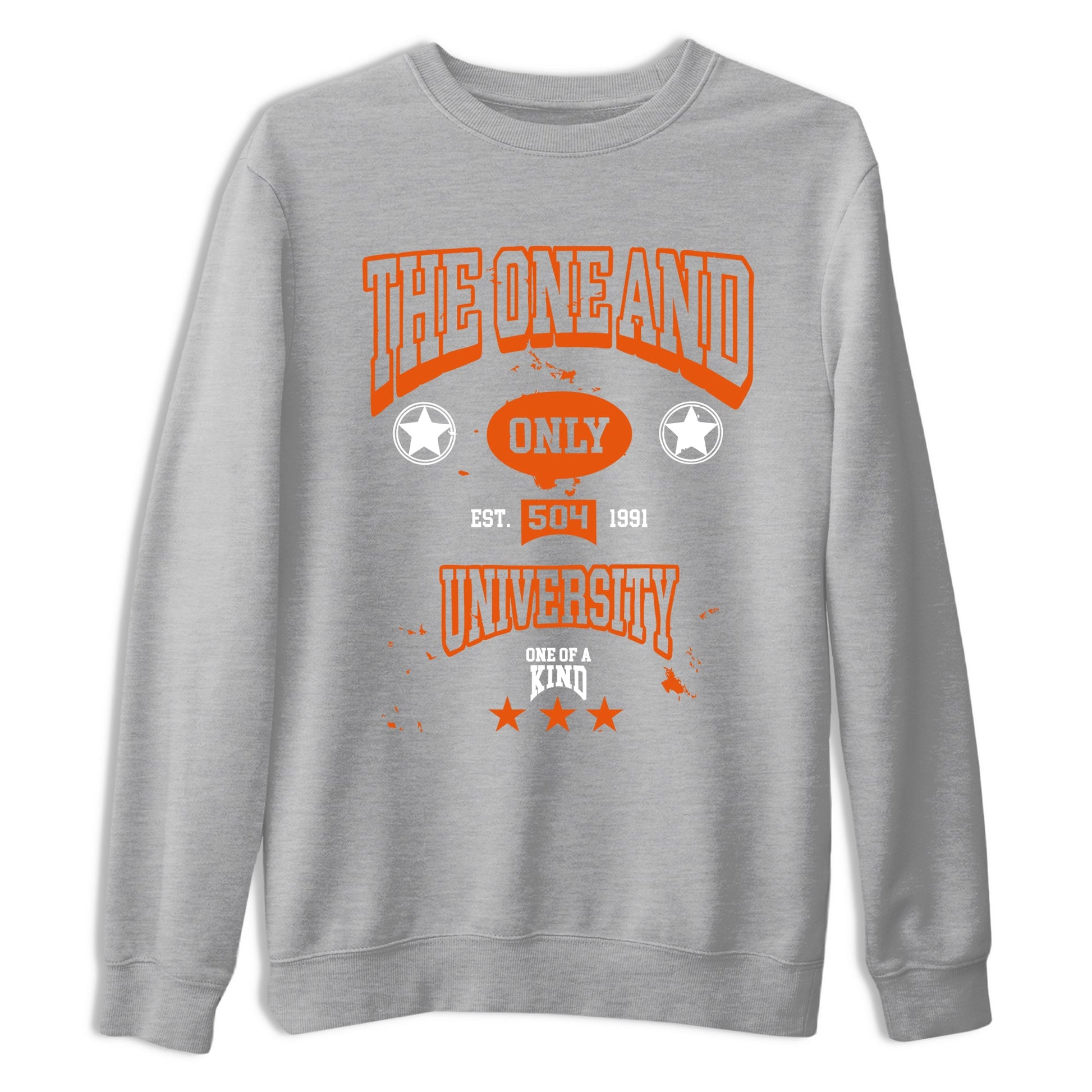 The One And Only University sneaker match t-shirt styled to complete your fit with the Air Jordan 1 Shattered Backboard sneakers, shown in Heather Grey 2.