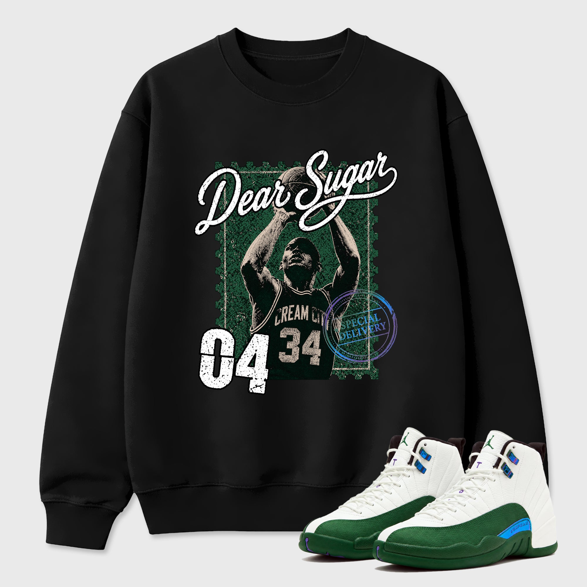 The Perfect Form Graphic T-Shirt featuring original streetwear artwork designed to match the Air Jordan 12 Bucks. Black 1 Graphic Tee.