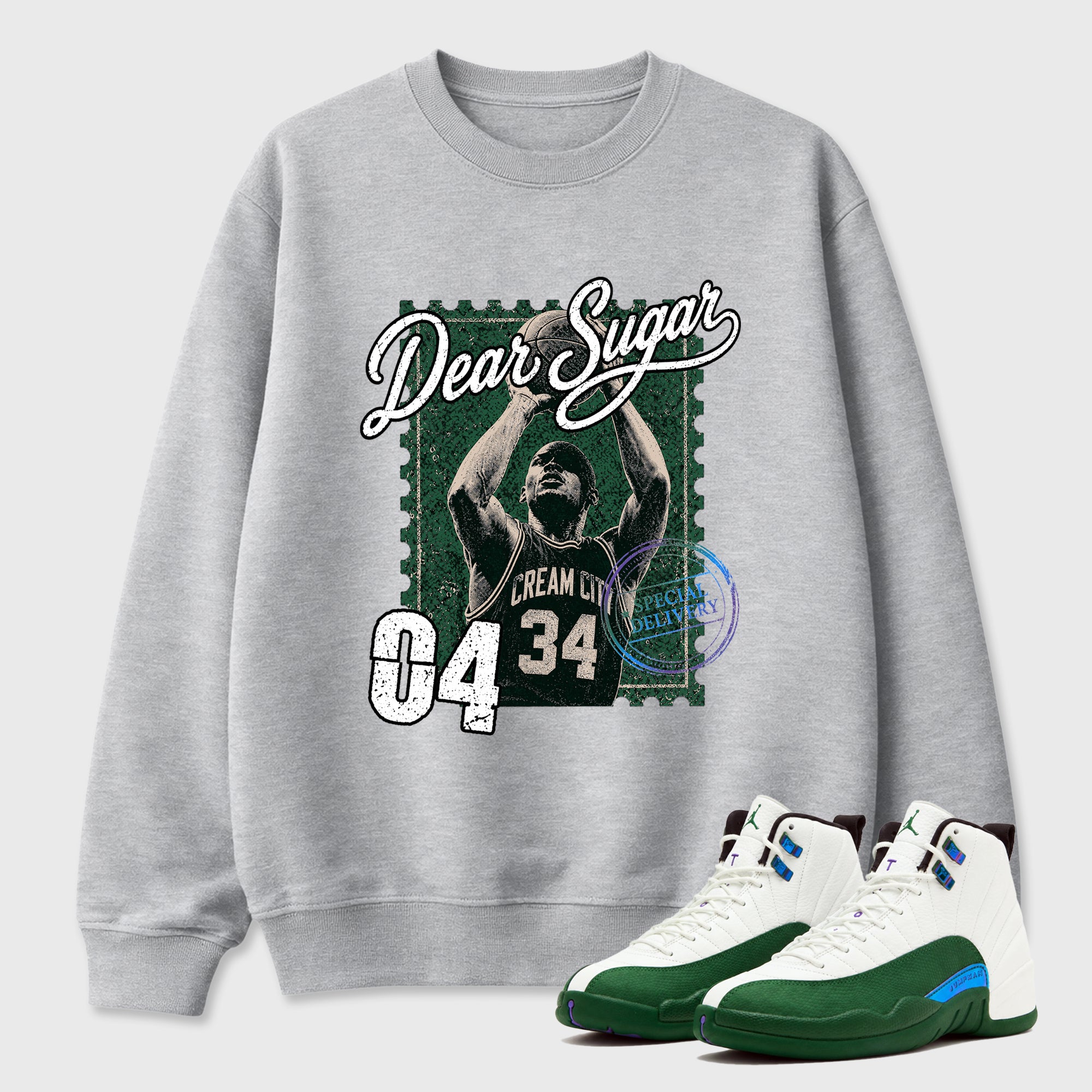 The Perfect Form Graphic T-Shirt featuring original streetwear artwork designed to match the Air Jordan 12 Bucks. Heather Grey 1 Graphic Tee.