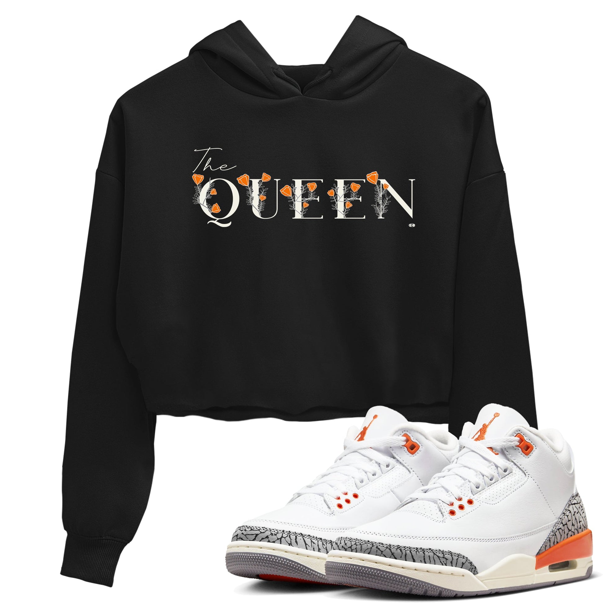 3s Georgia Peach shirt to match jordans The Queen sneaker tees Air Jordan 3 Georgia Peach SNRT Sneaker Release Tees Black 1 crop length shirt