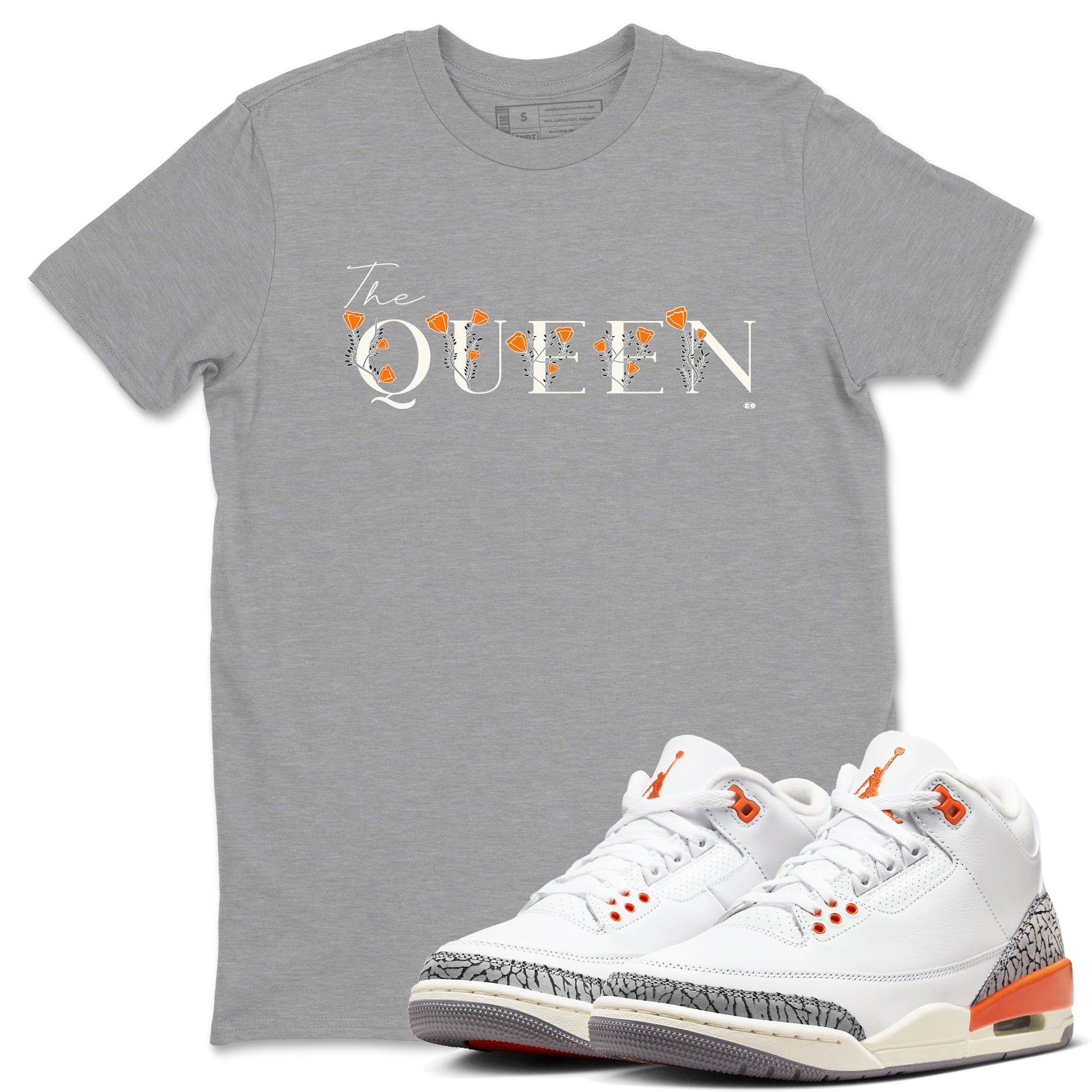 3s Georgia Peach shirt to match jordans The Queen sneaker tees Air Jordan 3 Georgia Peach SNRT Sneaker Release Tees unisex cotton Heather Grey 1 crew neck shirt