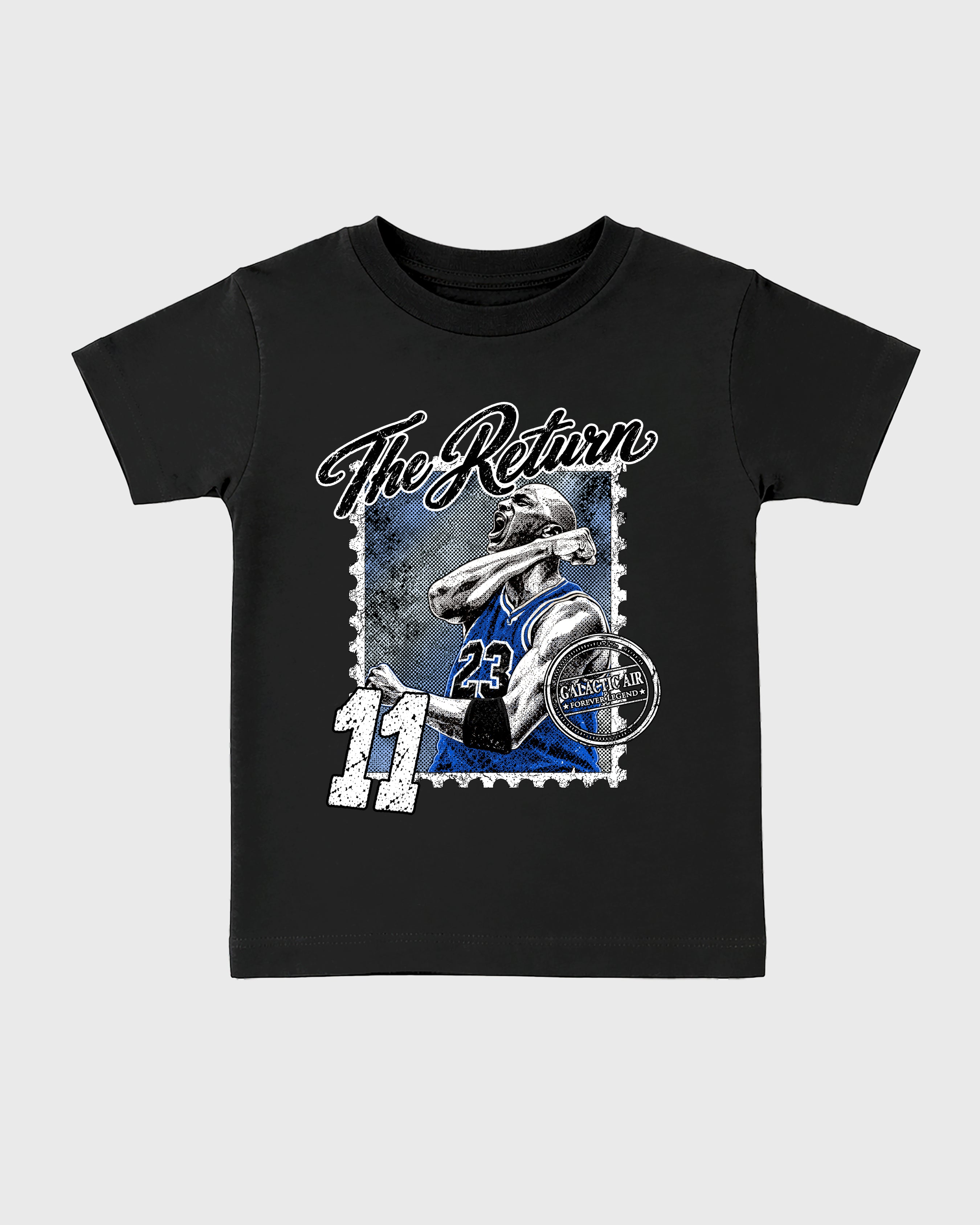 The Return Baby & Kids Graphic T-Shirt featuring original artwork designed to match the Air Jordan 11 Retro Space Jam. Black 2 Kids Graphic Tee.