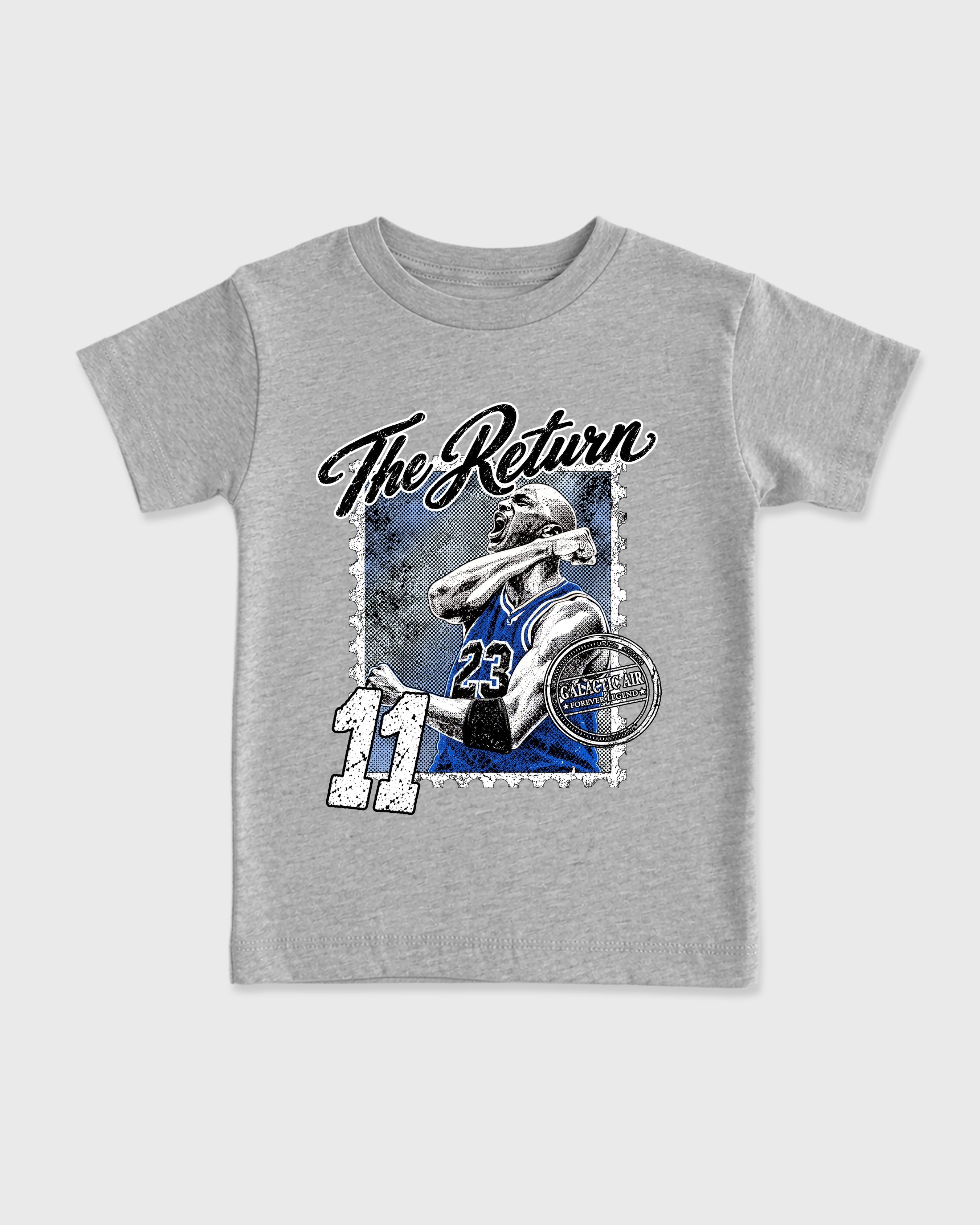 The Return Baby & Kids Graphic T-Shirt featuring original artwork designed to match the Air Jordan 11 Retro Space Jam. Heather Grey 2 Kids Graphic Tee.