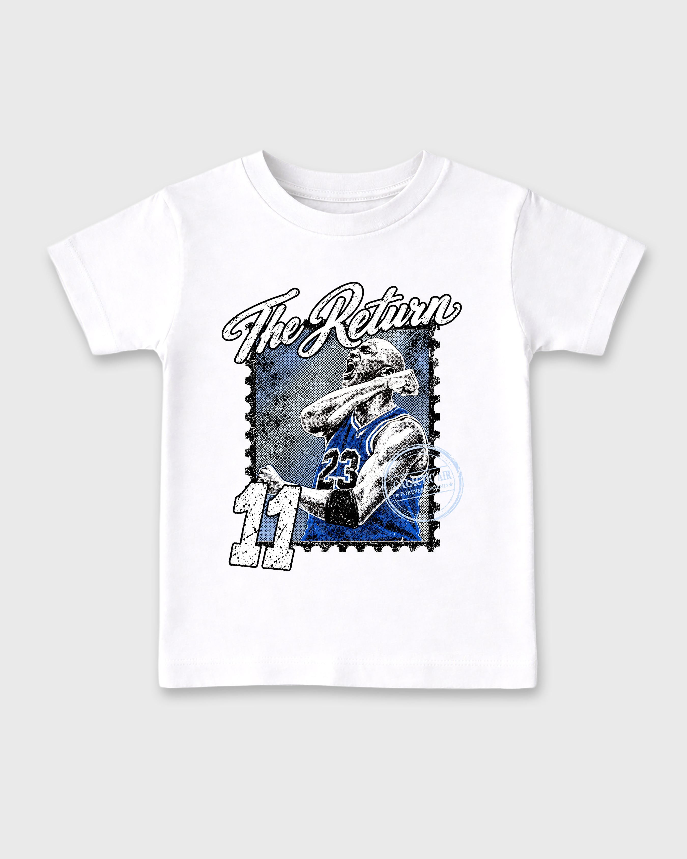 The Return Baby & Kids Graphic T-Shirt featuring original artwork designed to match the Air Jordan 11 Retro Space Jam. White 2 Kids Graphic Tee.