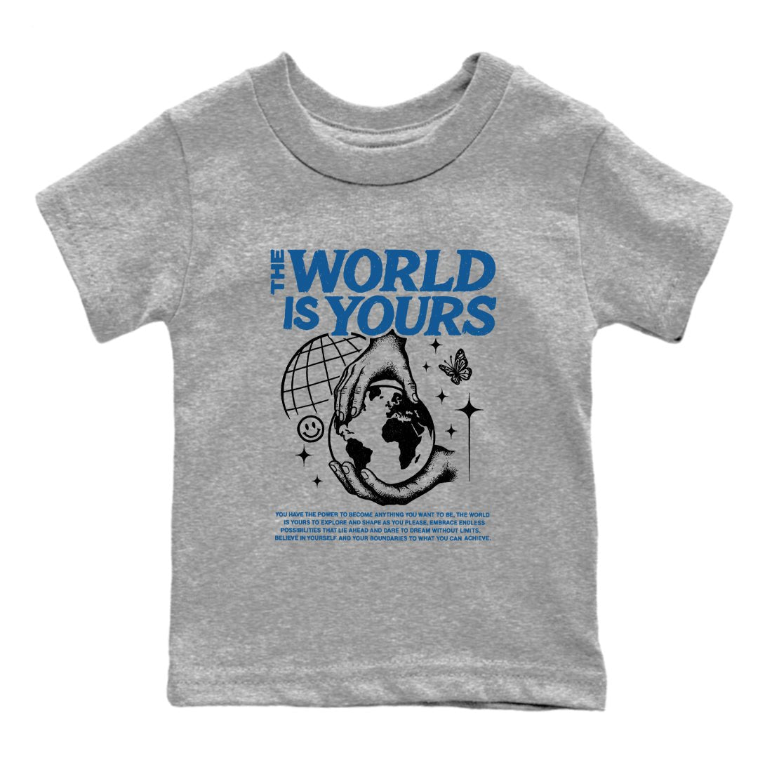 Sneaker match tees – Streetwear Graphic Tees Air Jordan 1 Travis Scott Fragment Sneakers – The World Is Yours Kids Craphic T-Shirt Heather Grey 2