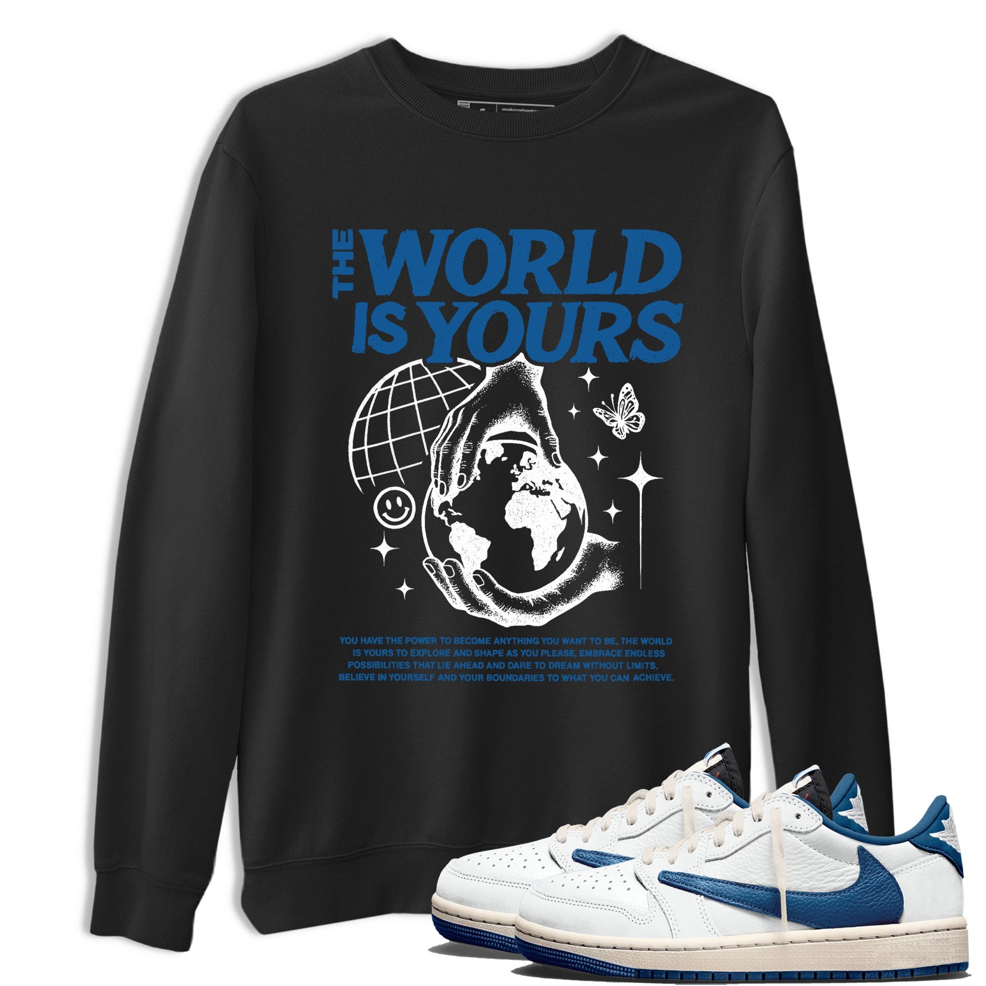 Sneaker match tees – Streetwear Graphic Tees Air Jordan 1 Travis Scott Fragment Sneakers – The World Is Yours Graphic Tee Black 1