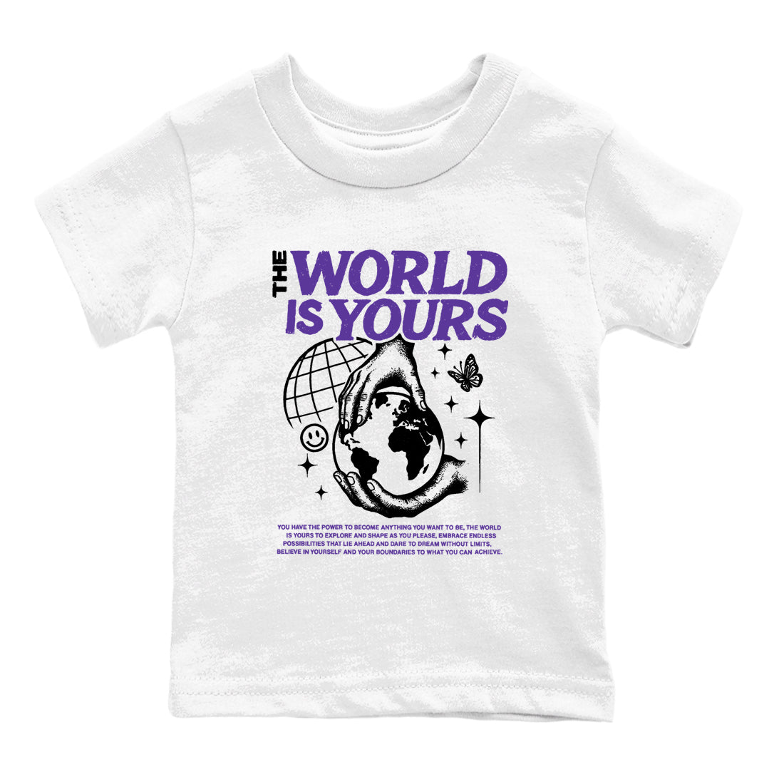 Sneaker match tees – Sneaker Tees To Match Air Jordan 11 Canyon Purple Shoes – The World Is Yours Kids T-Shirt White 2