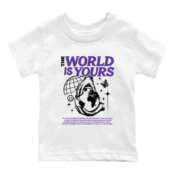 Sneaker match tees – Sneaker Tees To Match Air Jordan 11 Canyon Purple Shoes – The World Is Yours Kids T-Shirt White 2