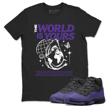 Sneaker match tees – Sneaker Tees To Match Air Jordan 11 Canyon Purple Shoes – The World Is Yours Tee Black 1