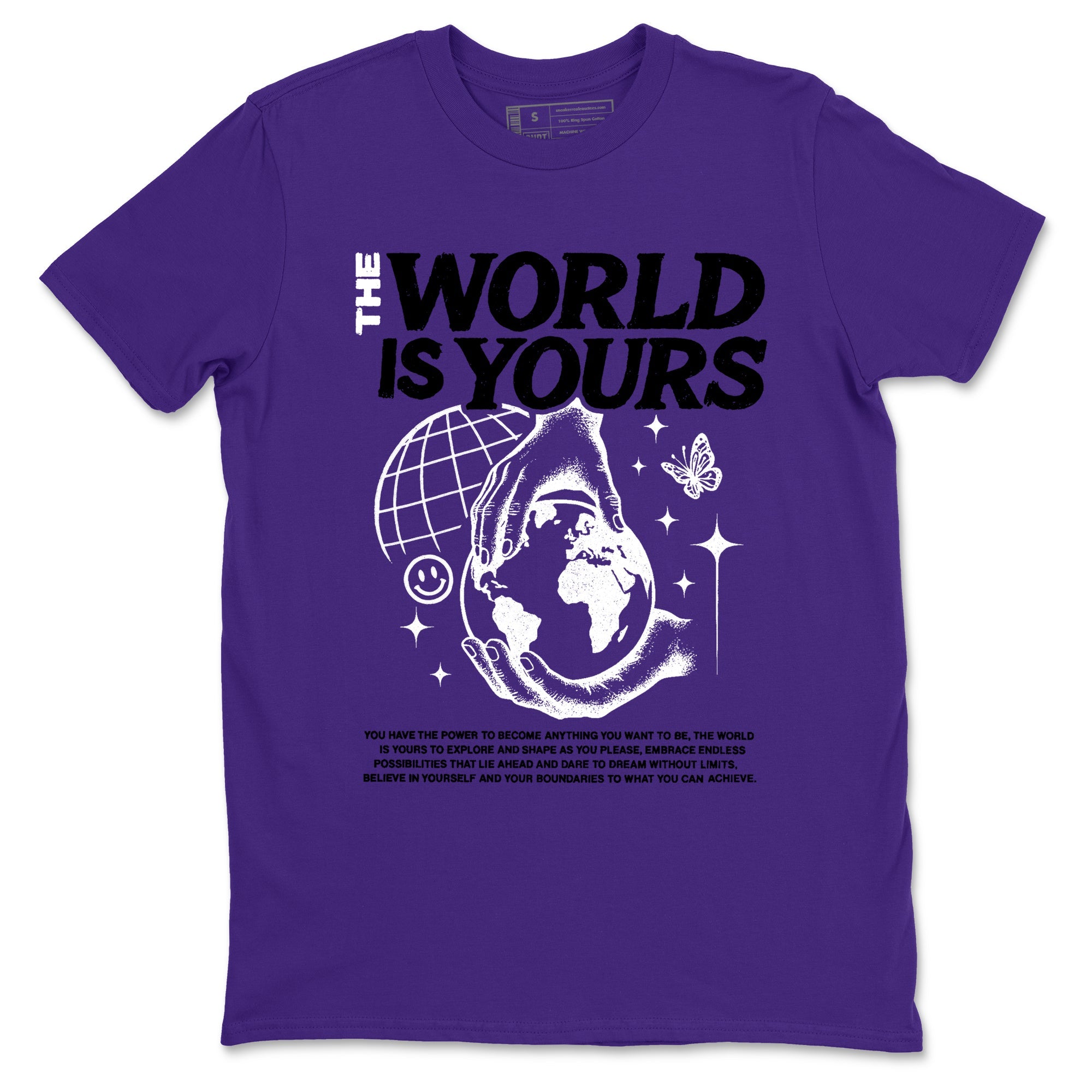 Sneaker match tees – Sneaker Tees To Match Air Jordan 11 Canyon Purple Shoes – The World Is Yours Tee Purple 2