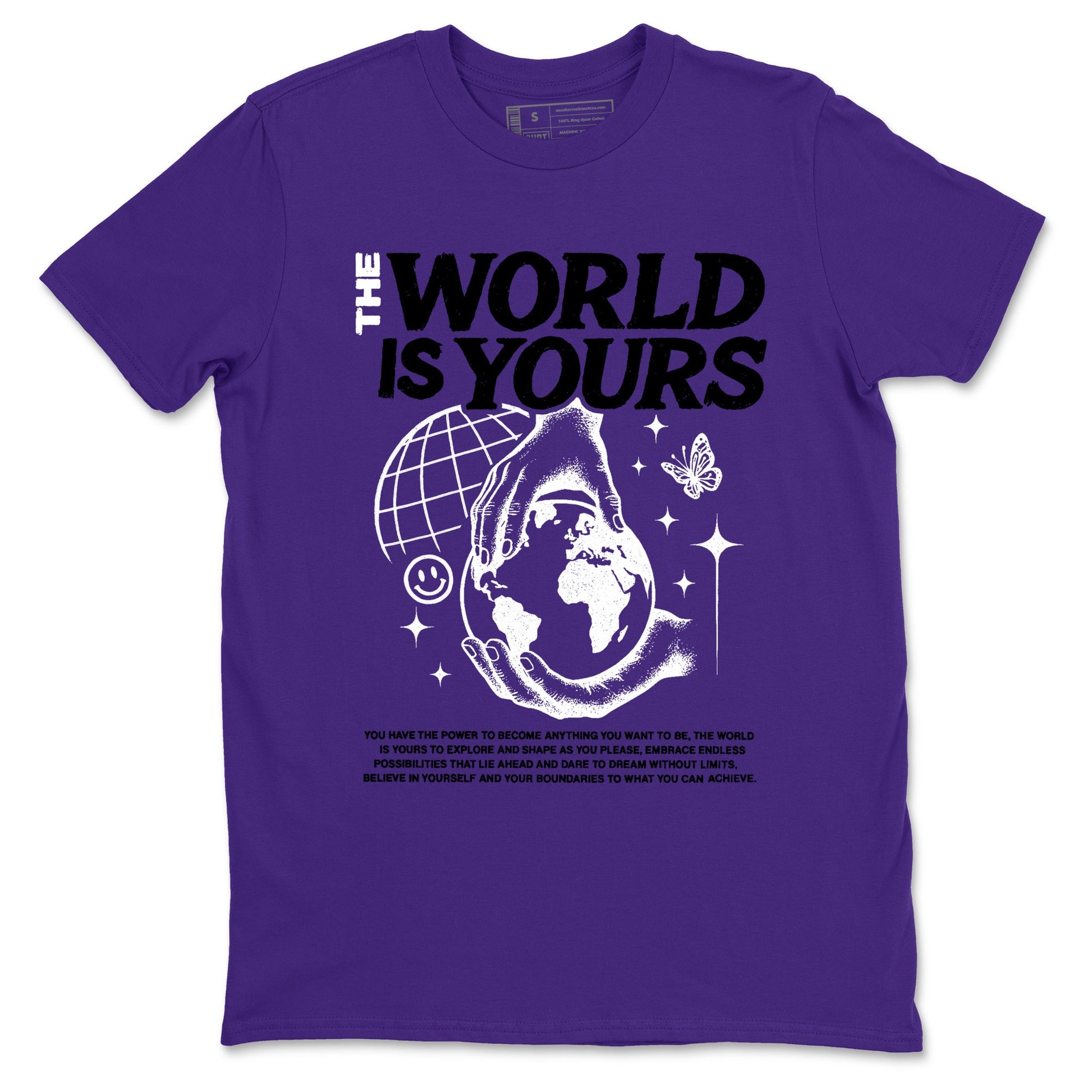 Sneaker match tees – Sneaker Tees To Match Air Jordan 11 Canyon Purple Shoes – The World Is Yours Tee Purple 2