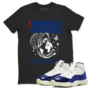 Sneaker Threads – Sneaker Tees To Match Air Jordan 11 Rare Air – The World Is Yours Graphic Tee Black 1. Perfect for Jordan releases 2025 colorways.