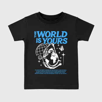 Sneaker match tees – Sneaker Tees To Match Air Jordan 14 University Blue Shoes – The World Is Yours Kids T-Shirt Black 2