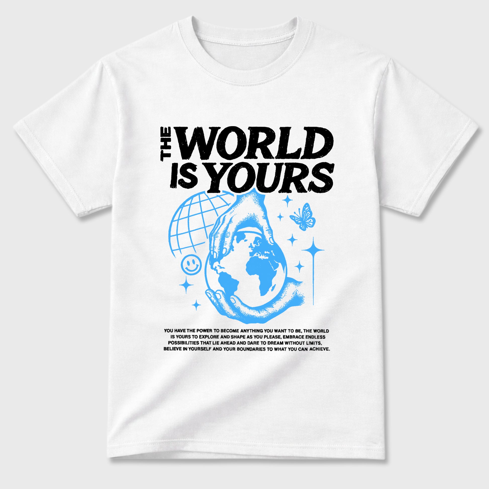 Sneaker match tees – Sneaker Tees To Match Air Jordan 14 University Blue Shoes – The World Is Yours Tee White 2