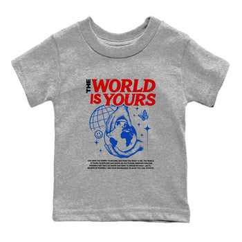 Sneaker match tees – Sneaker Tees To Match Jordan 4 Retro Rare Air Shoes – The World Is Yours Kids T-Shirt Heather Grey 2
