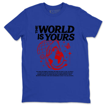 Sneaker match tees – Sneaker Tees To Match Jordan 4 Retro Rare Air Shoes – The World Is Yours Tee Royal Blue 2