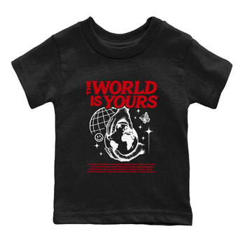 5s Fire Red Sneaker match tees – Sneaker Tees To Match Jordan 5 Retro Fire Red Sneakers – The World Is Yours Kids Graphic T-Shirt Black 2