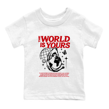 5s Fire Red Sneaker match tees – Sneaker Tees To Match Jordan 5 Retro Fire Red Sneakers – The World Is Yours Kids Graphic T-Shirt White 2