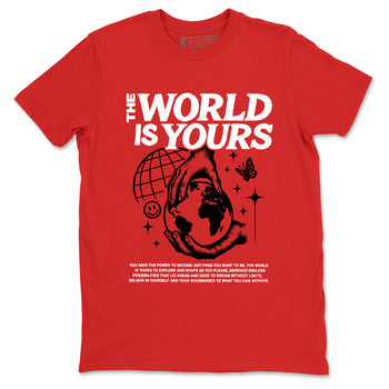 5s Fire Red Sneaker match tees – Sneaker Tees To Match Jordan 5 Retro Fire Red Sneakers – The World Is Yours Graphic Tee Red 2