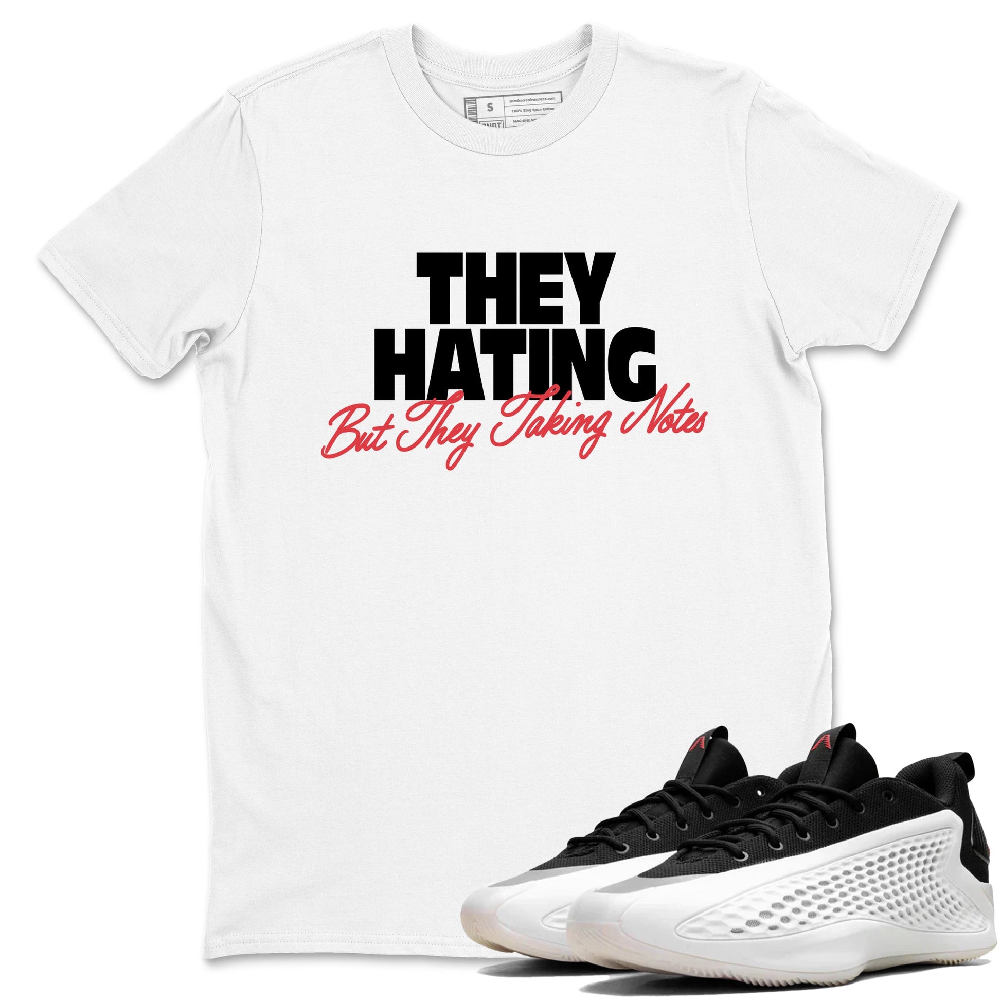 Sneaker Threads – Sneaker Tees To Match Adidas AE 1 Best Of Adi – They Hating But Taking Notes Graphic Tee White 1. Perfect for Jordan releases 2025 colorways. Perfect for Anthony Edwards basketball sneaker drops and bold black, white, and red colorways from 2025.