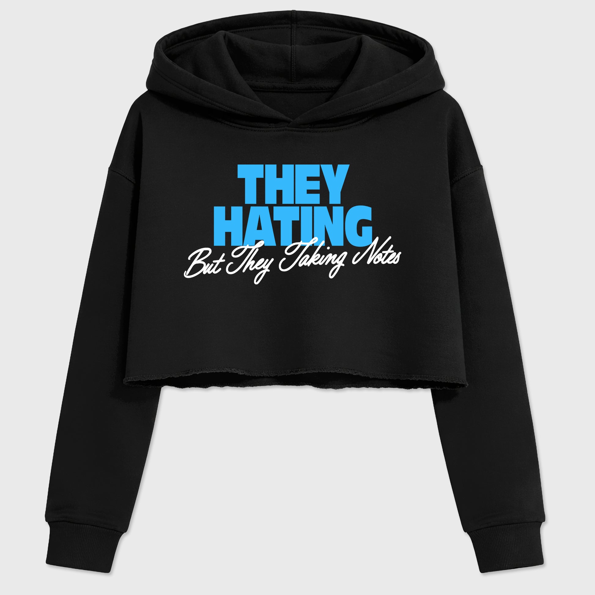 Best Sneakerfit for Sneakerheads Graphic Tees To Match Air Foamposite One University Blue Sneakers – They Hating But Taking Notes Crop T-Shirt Black 2