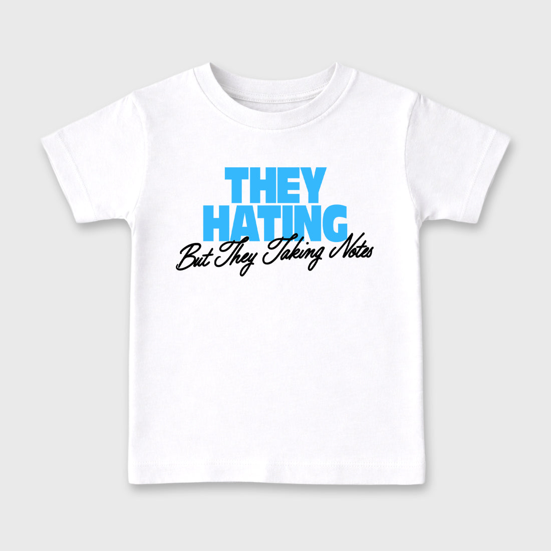 Best Sneakerfit for Sneakerheads Graphic Tees To Match Air Foamposite One University Blue Sneakers – They Hating But Taking Notes Kids T-Shirt White 2