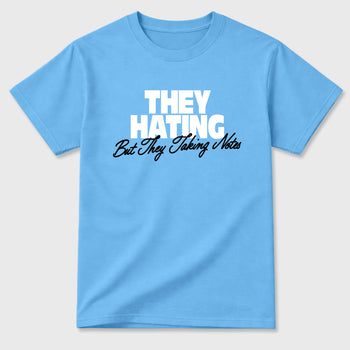 Best Sneakerfit for Sneakerheads Graphic Tees To Match Air Foamposite One University Blue Sneakers – They Hating But Taking Notes Tee Carolina Blue 2