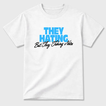 Best Sneakerfit for Sneakerheads Graphic Tees To Match Air Foamposite One University Blue Sneakers – They Hating But Taking Notes Tee White 2