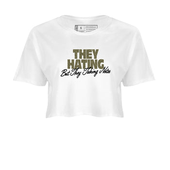 Sneaker Threads – Sneaker Threads To Match Air Jordan 3 Family Affair Shoes – They Hating But Taking Notes Crop T-Shirt White 2