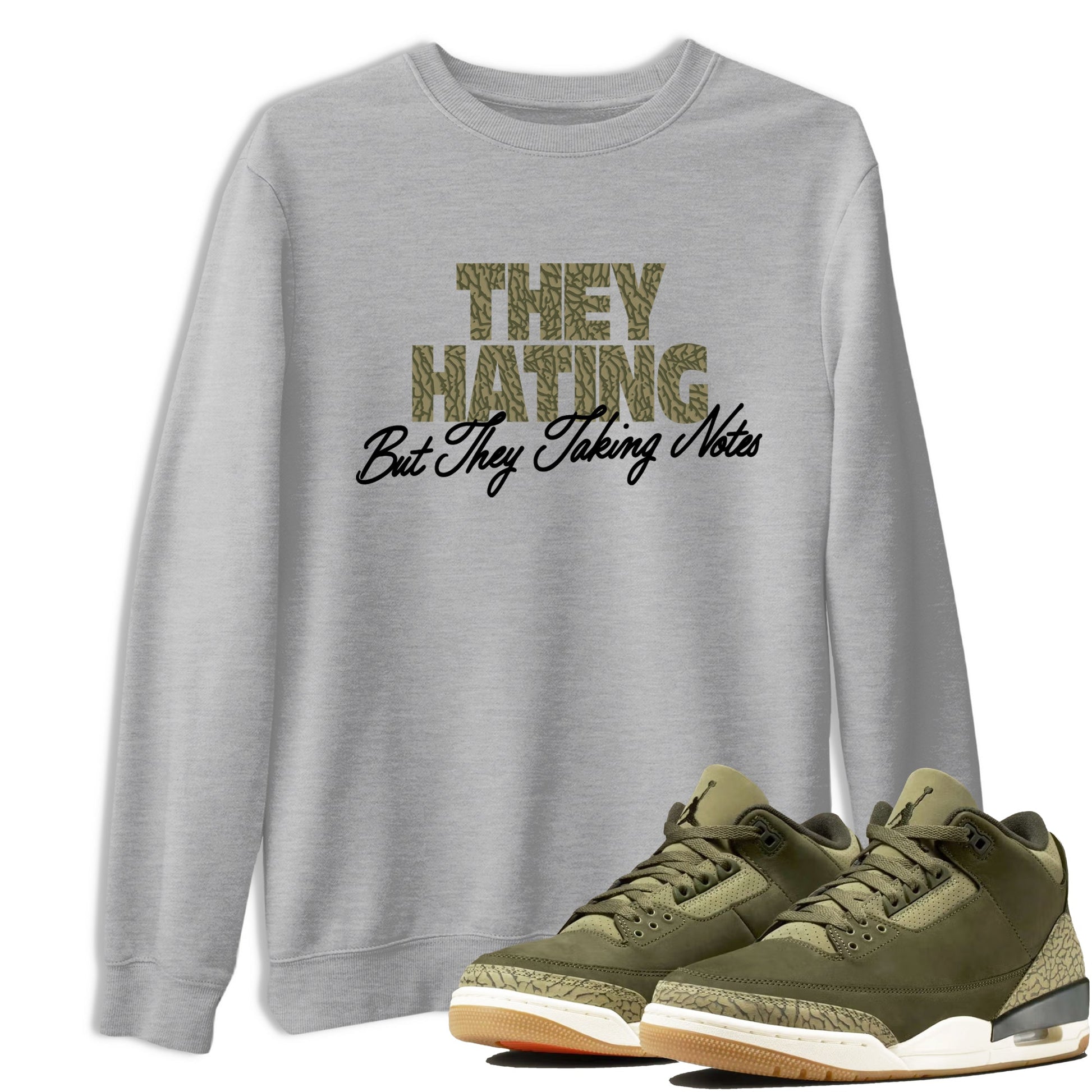Sneaker Threads – Sneaker Threads To Match Air Jordan 3 Family Affair Shoes – They Hating But Taking Notes Tee Heather Grey 1