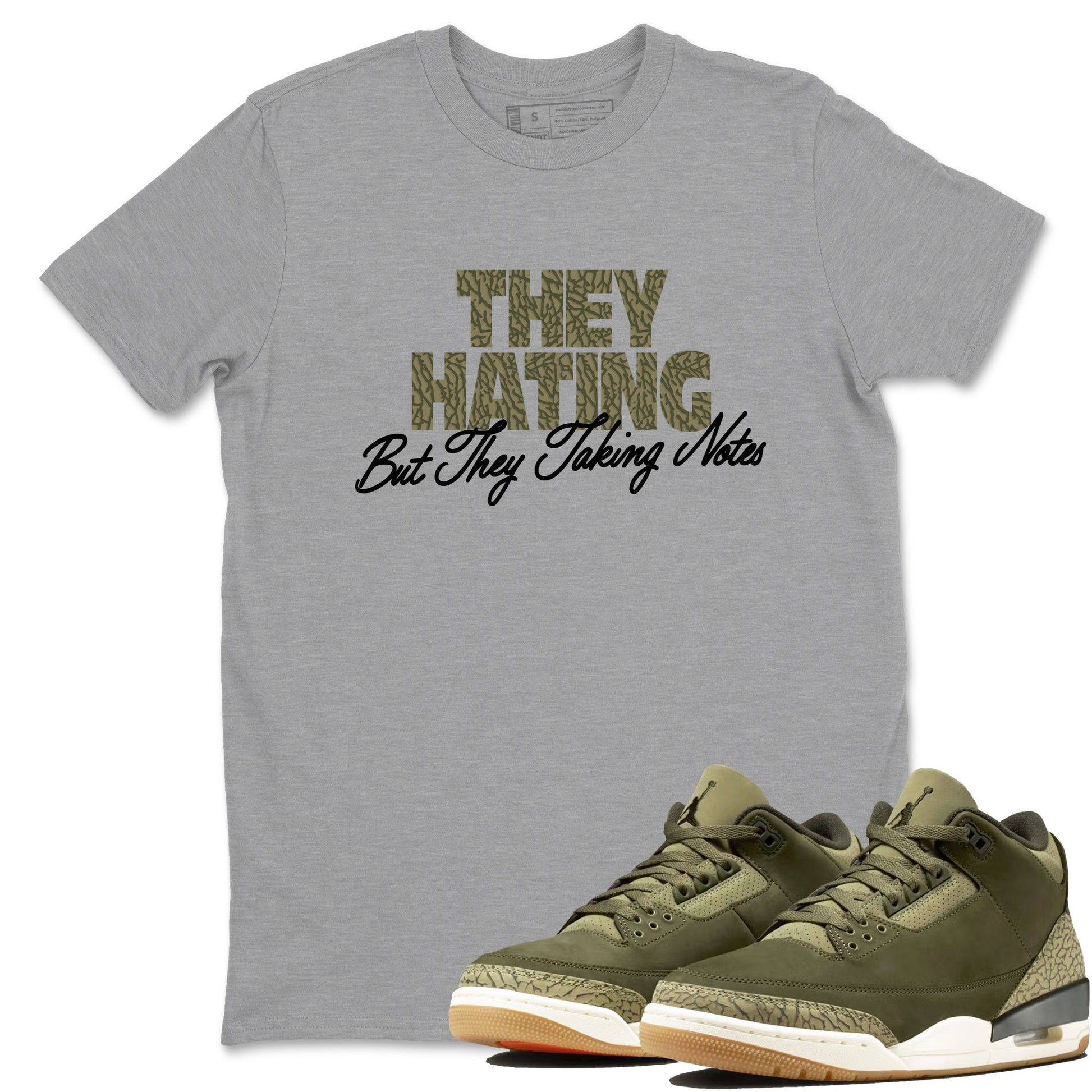Sneaker Threads – Sneaker Threads To Match Air Jordan 3 Family Affair Shoes – They Hating But Taking Notes Tee Heather Grey 1